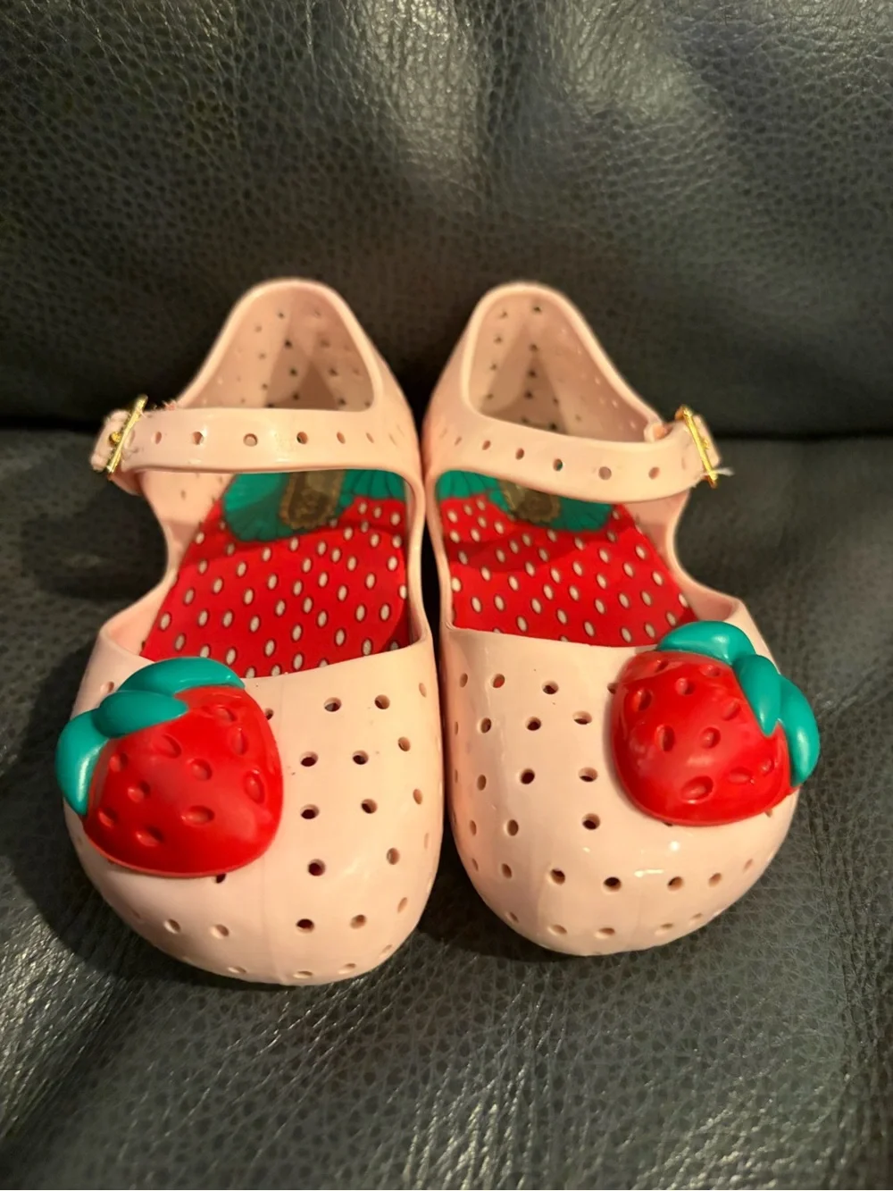 Mini Melissa Pink Strawberry Jelly Mary Jane Shoes